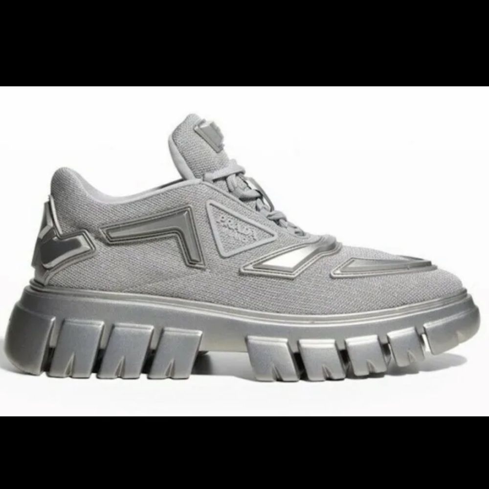 Nwob. Prada Evolution Tech Sneakers Silver And Gr… - image 1